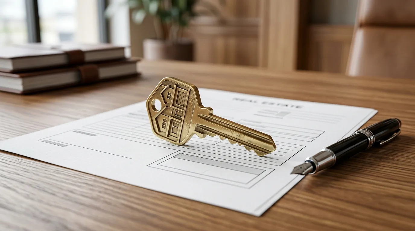 Chave de casa sobre documentos simbolizando a gestao de ativos por uma holding.