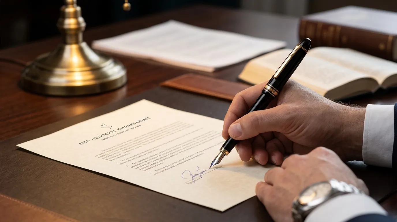 Assinatura de contrato garantindo planejamento sucessório seguro