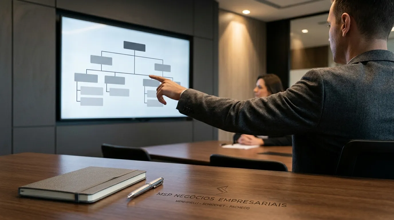Estrutura corporativa ilustrando diferentes tipos de holding empresarial para planejamento de negócios