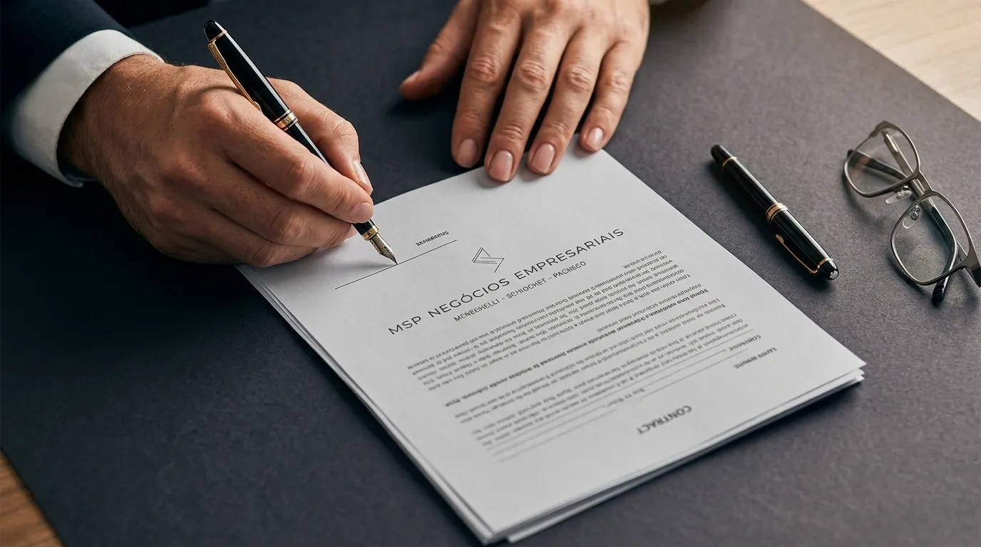 Assinatura de contrato de planejamento sucessório e previdenciário estruturado por advocacia previdenciária.