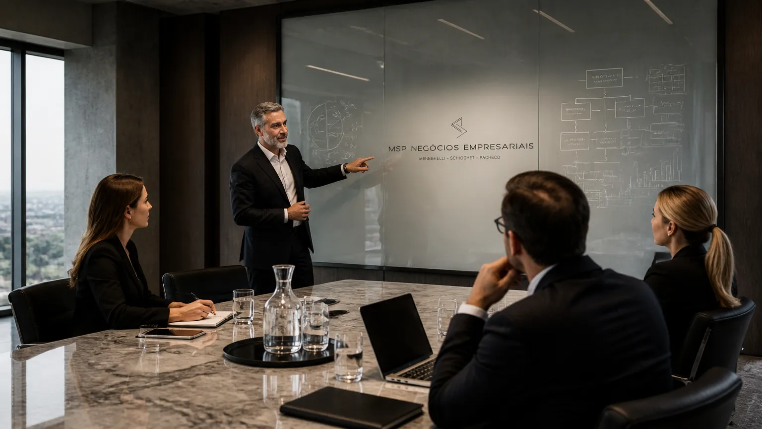 Consultoria estratégica explicando o que é recuperação tributária para diretoria executiva da empresa.